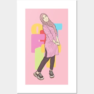 Beautiful Girl In PInk Outfit Posters and Art